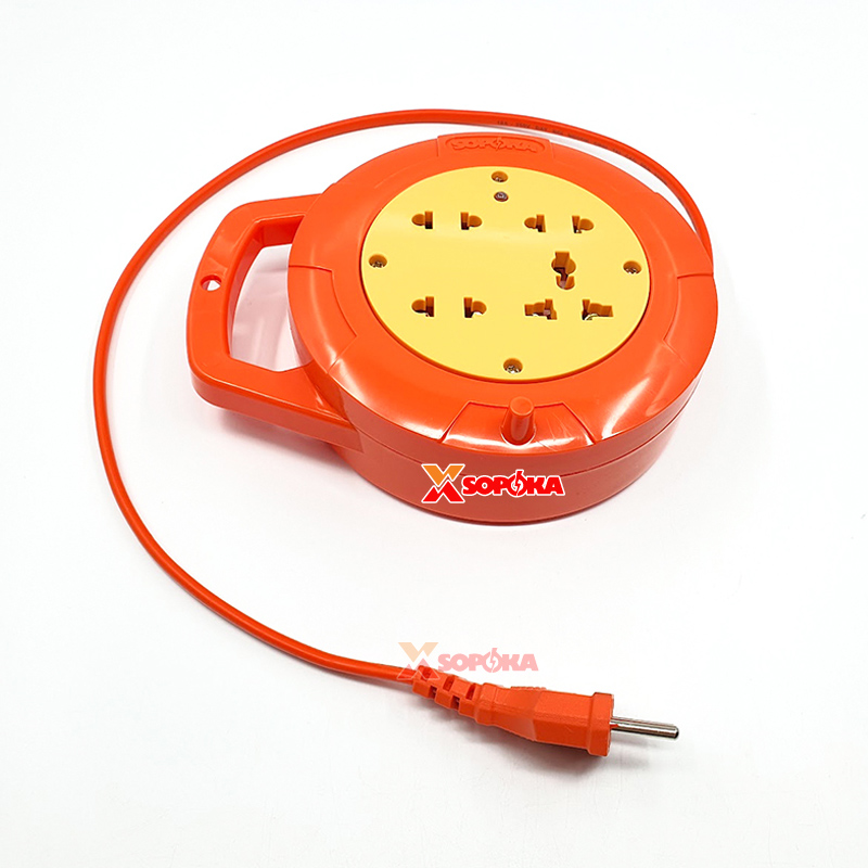 Ổ Cắm Điện Quay Cuộn Dây Tròn Chịu Tải 2200W Q45Y/ Q75Y Màu Đỏ Cam SOPOKA