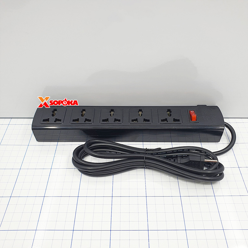 Ổ Cắm Điện 5 Lỗ 2200W Lõi Sứ Tự Ngắt Điện Khi Quá Tải 5T SOPOKA