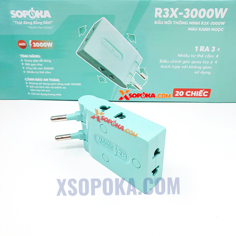 Ổ Chia Điện 3 Ngõ Dẹp Cổ Xoay 3000W R3X-3000W SOPOKA