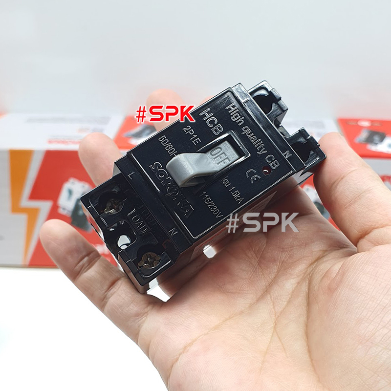 Aptomat CB Cóc 1 Pha HCB SOPOKA Màu Đen – Chống Cháy, An Toàn