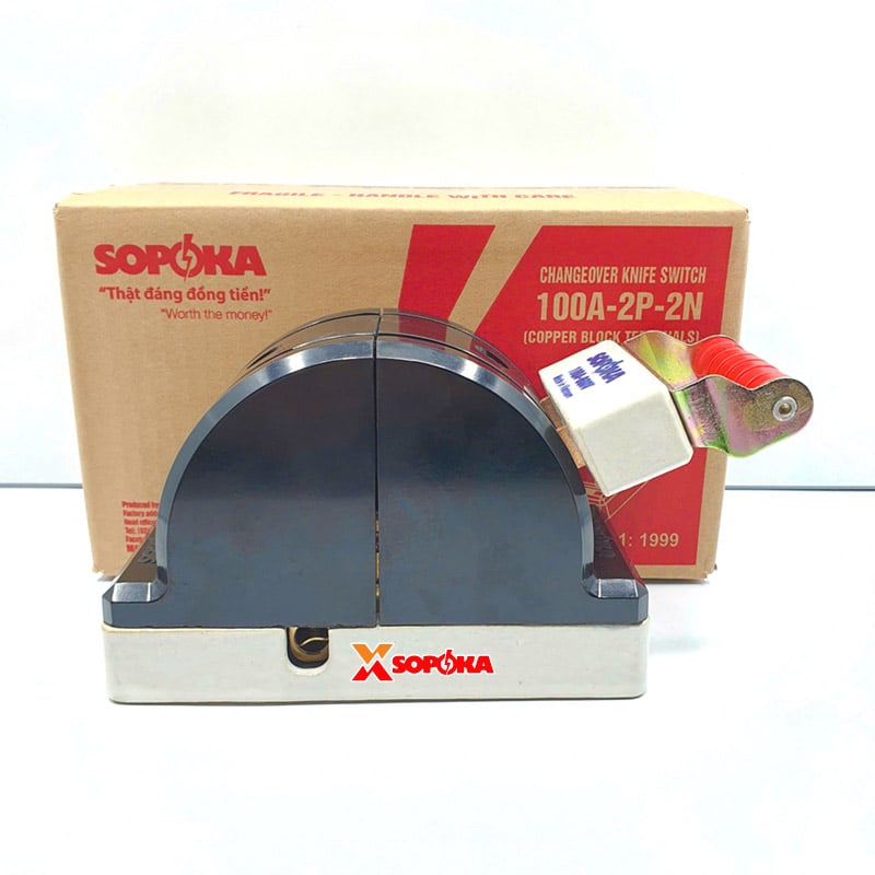 Cầu Dao Đảo Đế Sứ 1 Pha 100A 2P 600V 2N Màu Đen D35 SOPOKA