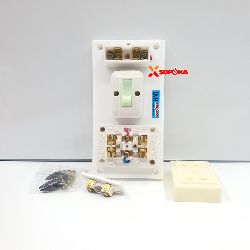 ảng Điện Táp Lô 1 Công Tắc 2 Lỗ Cắm Có Cầu Chì BN1 SOPOKA