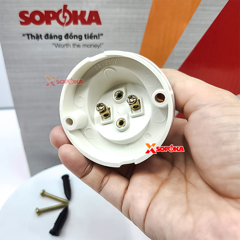 Đui Đèn Vát Tường Ngồi Xéo Ren Xoáy E27 DV5 SOPOKA