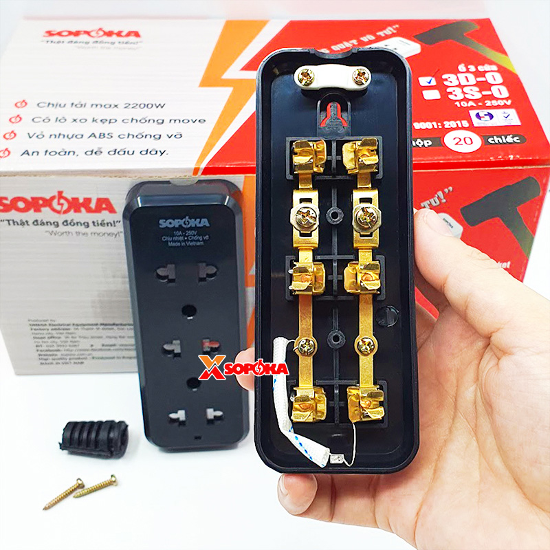 Ổ Cắm Điện 3 Ổ Không Dây 2200W 3D-0 3S-0 SOPOKA