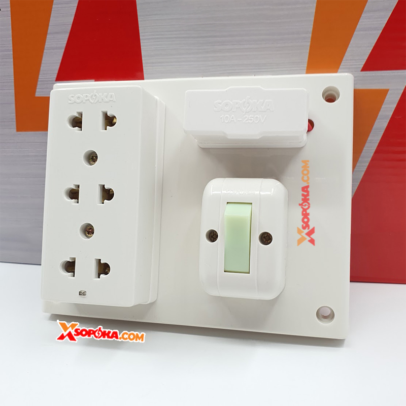 Bảng Điện 1 Công Tắc 3 Lỗ Cắm 2200W 10A BN3E SOPOKA