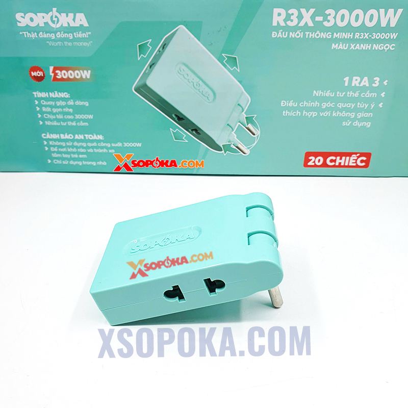 Ổ Chia Điện 3 Ngõ Dẹp Cổ Xoay 3000W R3X-3000W SOPOKA