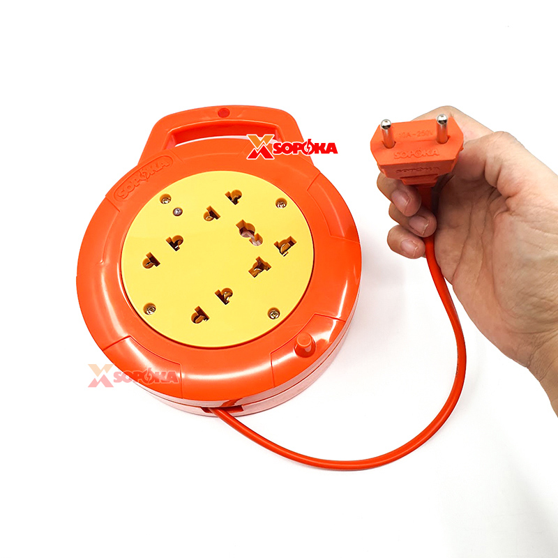 Ổ Cắm Điện Quay Cuộn Dây Tròn Chịu Tải 2200W Q45Y/ Q75Y Màu Đỏ Cam SOPOKA