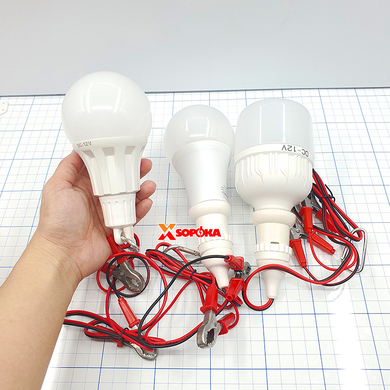 Bóng Đèn Led Dùng Bình 12V Liền Dây Kẹp Đui Vặn Xoáy E27 SOPOKA