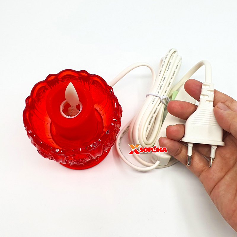 Cốc Nến Điện Hoa Sen SOPOKA HS01 Thân Thấp Có Phích Và Công Tắc