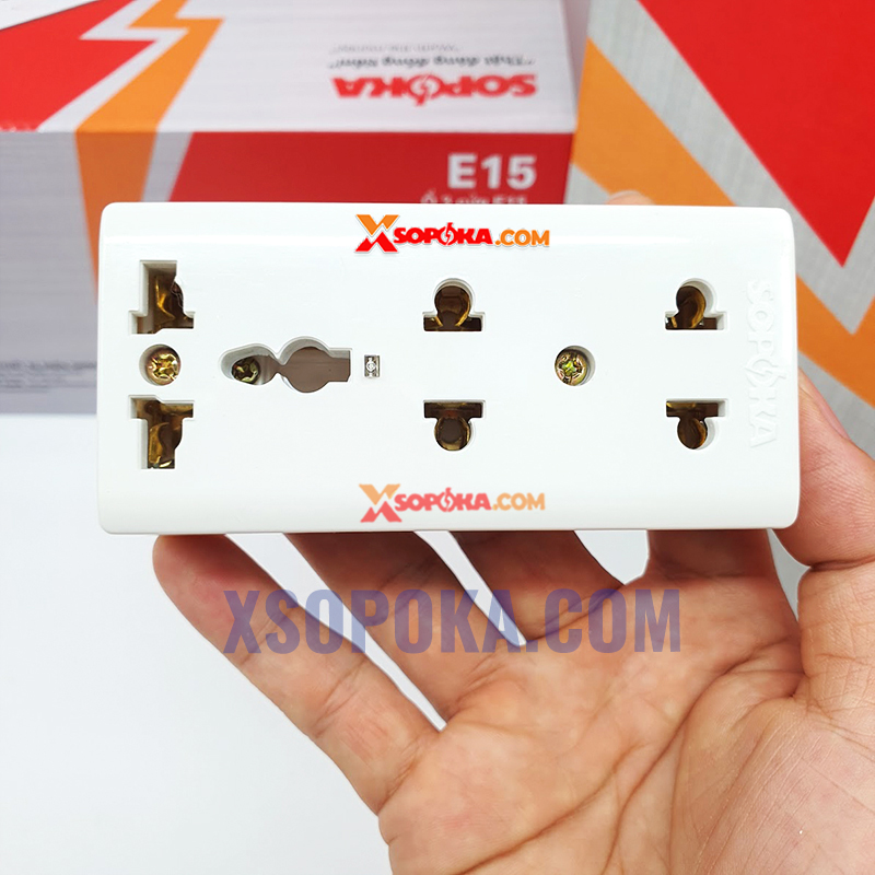 Ổ Cắm Điện 3 Lỗ Gắn Táp Lô E15 SOPOKA Chịu Tải 2200W, Chống Tuột Phích, Lắp Đặt Dễ Dàng