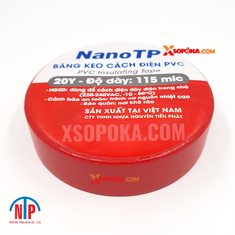 Băng keo cách điện PVC NanoTP Tiến Phát BKĐ115-20Y