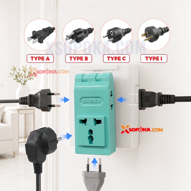 Ổ Chia Điện 4 Lỗ Dẹp Cổ Xoay 3000W 13A R4X-3000W SOPOKA