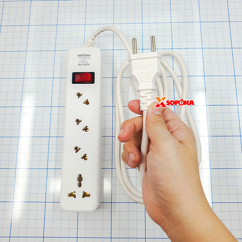 Ổ Cắm Điện 4 Lỗ Chéo Lõi Chịu Nhiệt 2200W 5A2 SOPOKA