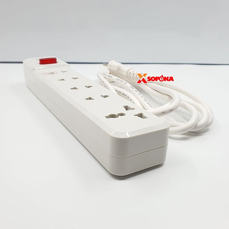 Ổ Cắm 5 Lỗ Lõi Sứ 2200W SOPOKA 5M2 – Có Dây, Công Tắc