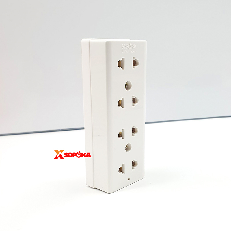 Ổ Cắm Điện 4 Lỗ Gắn Tường/Gắn Táp Lô SOPOKA E25