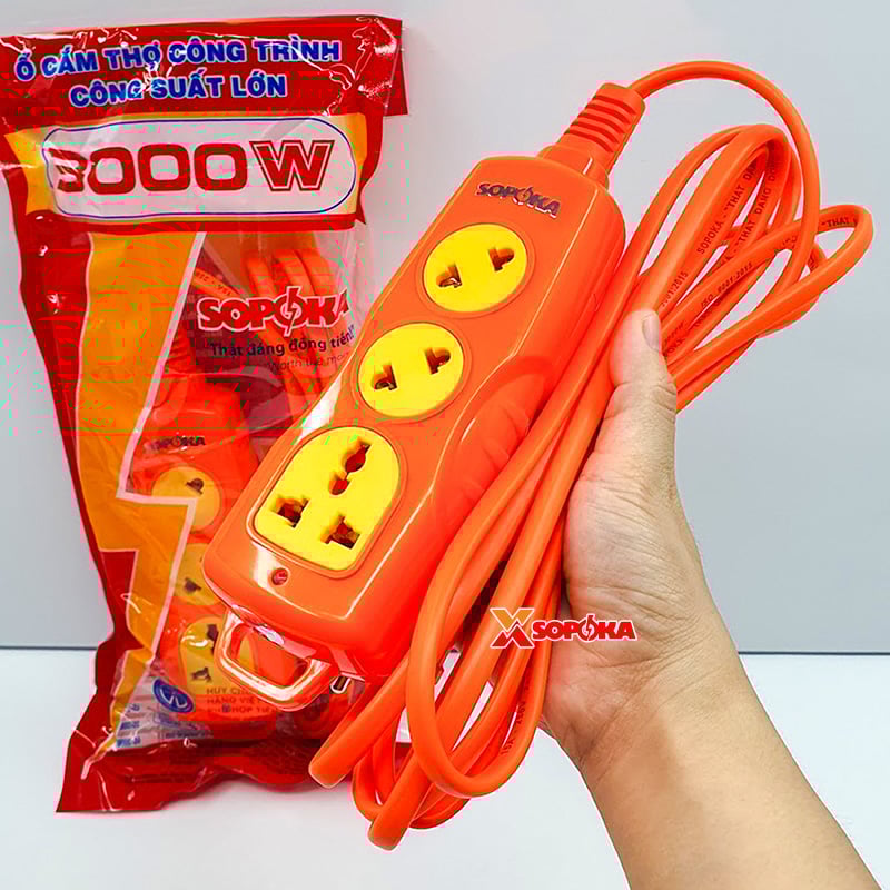 Ổ Cắm Điện 3 Lỗ Chéo Chịu Nhiệt Chống Va Đập 3000W 3C-3000W SOPOKA