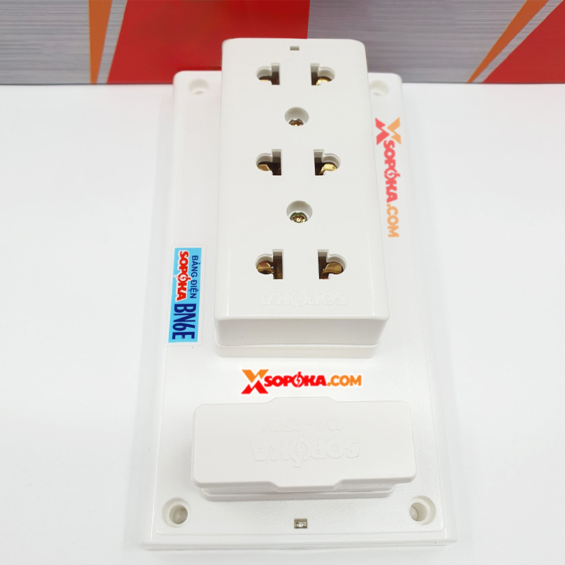 Bảng Điện Táp Lô 3 Lỗ Cắm Có Cầu Chì 2200W 10A BN6E SOPOKA