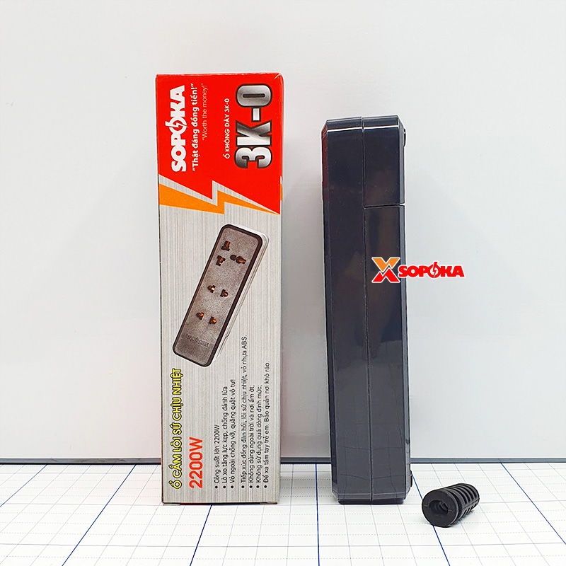 Ổ Cắm Điện 3 Lỗ 2200W Lõi Sứ – Không Dây 3K-0 SOPOKA