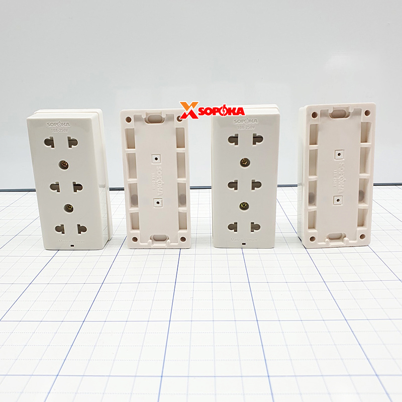 Ổ Cắm Điện Táp Lô 3 lỗ 2200W Có Nắm Che An Toàn E14N SOPOKA