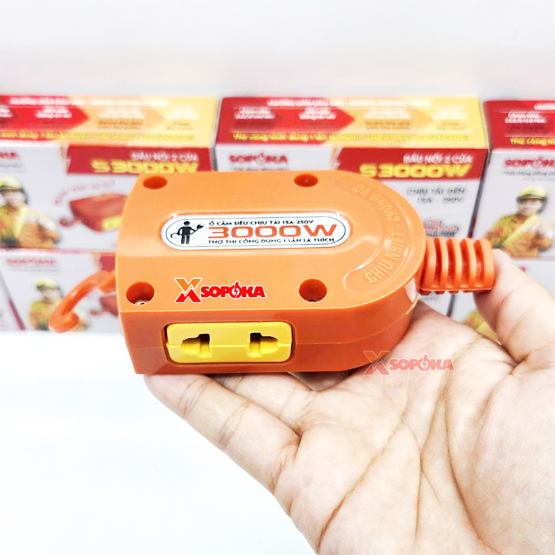 SOPOKA Ổ Cắm – Đầu Nối Điện 2 Cổng S3000W Có Móc Treo Siêu Chịu Tải