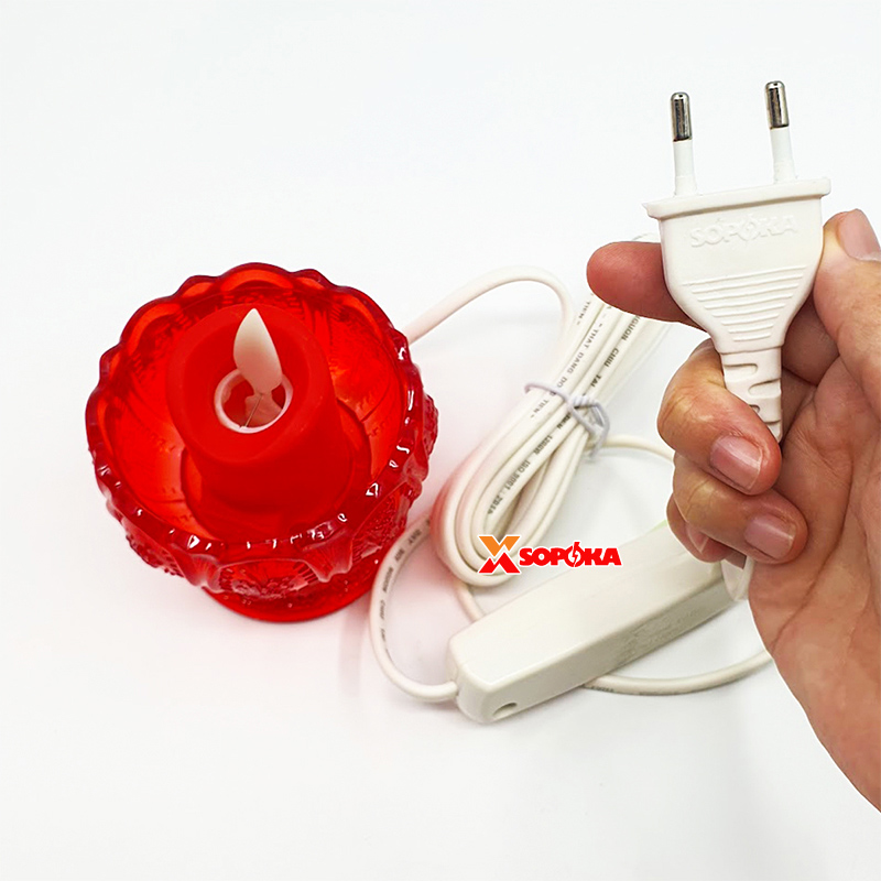 Cốc Nến Điện Hoa Sen SOPOKA HS01 Thân Thấp Có Phích Và Công Tắc