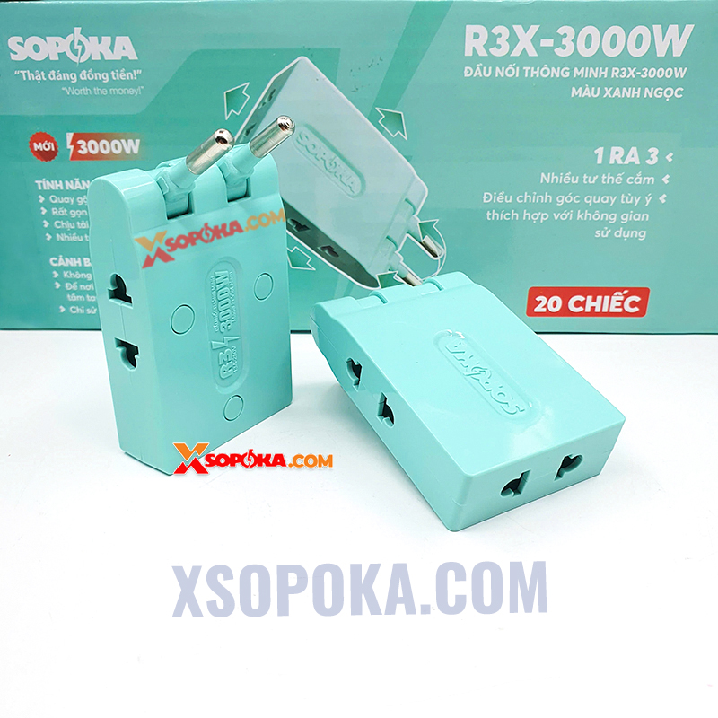 Ổ Chia Điện 3 Ngõ Dẹp Cổ Xoay 3000W R3X-3000W SOPOKA
