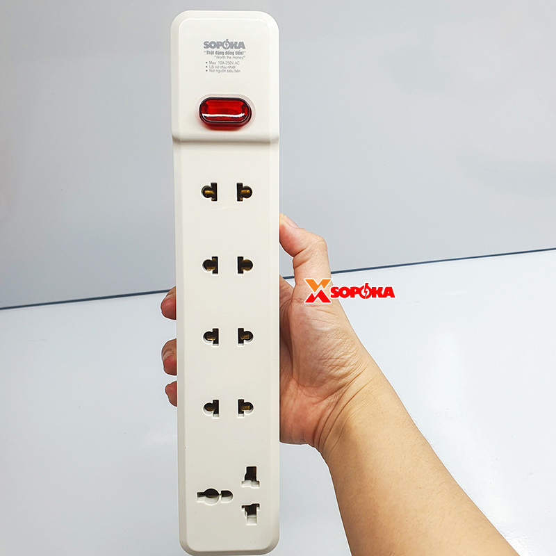 Ổ Cắm Điện 5 Lỗ 2200W Lõi Sứ Không Dây Có Công Tắc 5M-0 SOPOKA