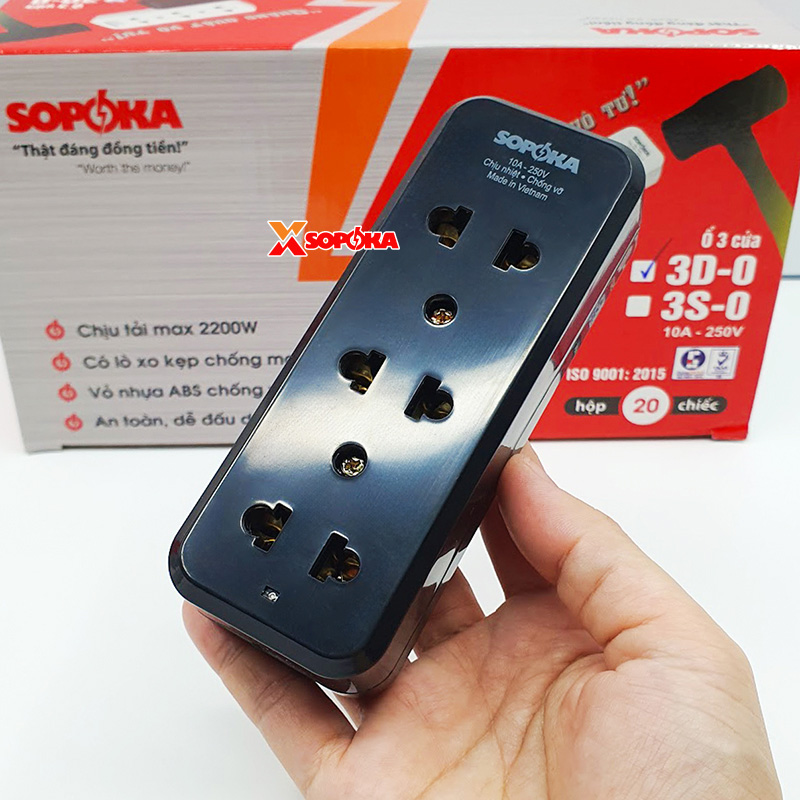 Ổ Cắm Điện 3 Ổ Không Dây 2200W 3D-0 3S-0 SOPOKA