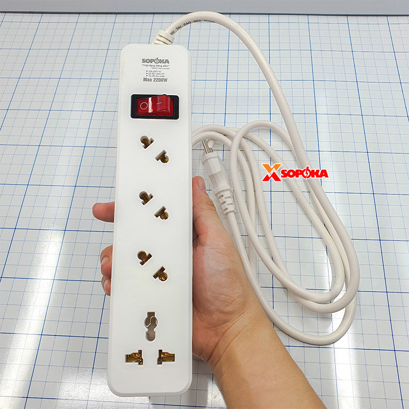 Ổ Cắm Điện 4 Lỗ Chéo Lõi Chịu Nhiệt 2200W 5A2 SOPOKA