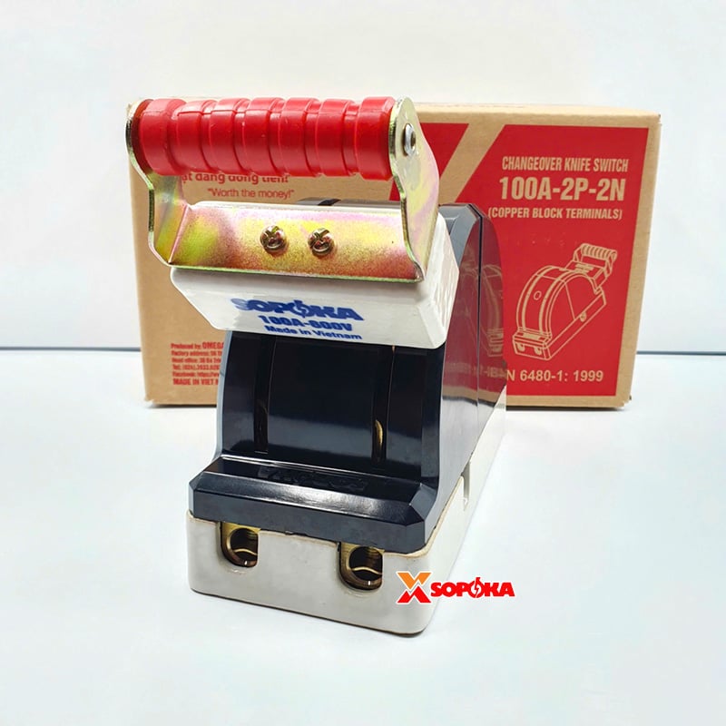 Cầu Dao Đảo Đế Sứ 1 Pha 100A 2P 600V 2N Màu Đen D35 SOPOKA