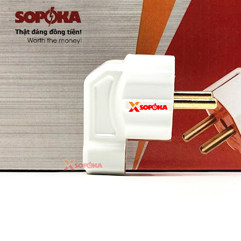 SOPOKA Phích Cắm Siêu Chịu Tải Dương Gập Vuông Góc 3000W 15A P3000W-G1