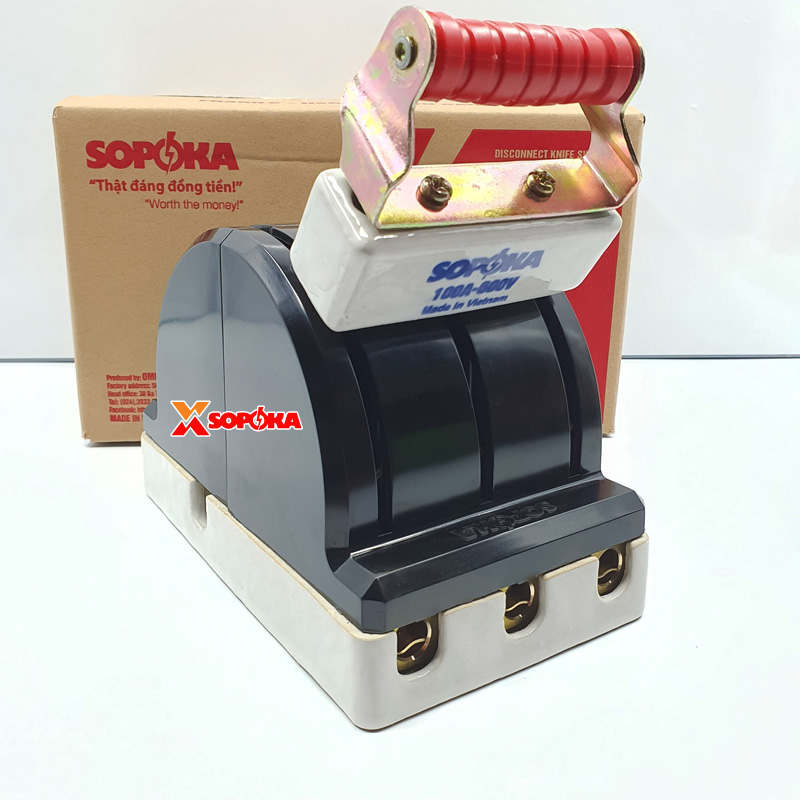 Cầu Dao Đảo Đế Sứ 3 Pha 100A 3P 2N 600V Màu Đen D37 SOPOKA