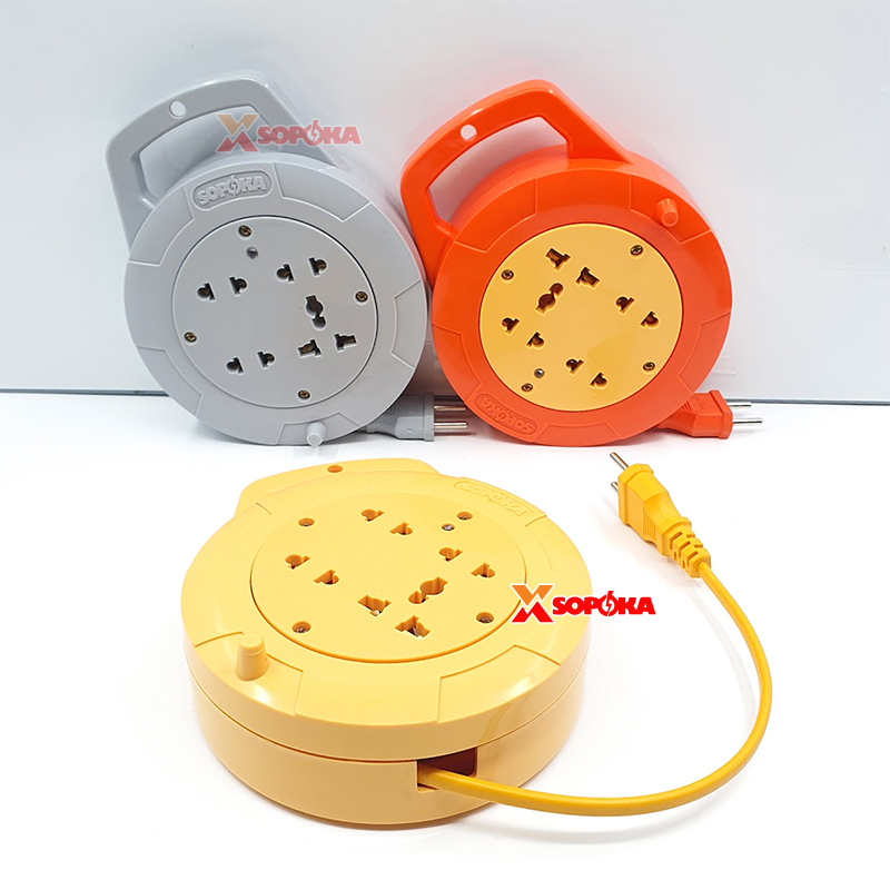 Ổ Cắm Điện Quay Cuộn Dây Tròn Chịu Tải 2200W Q45Y/ Q75Y Màu Vàng SOPOKA