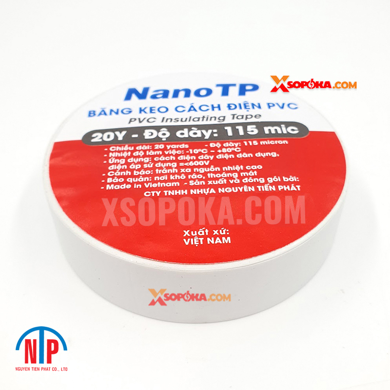 Băng keo cách điện PVC NanoTP Tiến Phát BKĐ115-20Y
