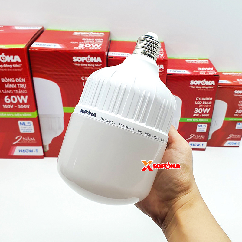 Bóng Đèn Led Hình Trụ Sáng Trắng Dòng H SOPOKA
