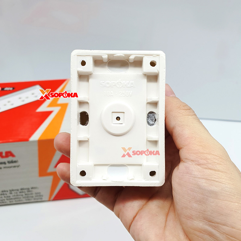 Ổ Cắm Điện 2 Lỗ Gắn Tường/Gắn Táp Lô SOPOKA E12