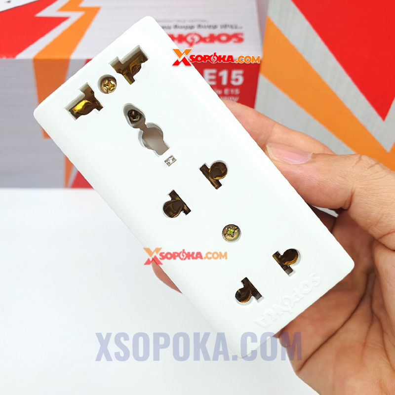 Ổ Cắm Điện 3 Lỗ Gắn Táp Lô E15 SOPOKA Chịu Tải 2200W, Chống Tuột Phích, Lắp Đặt Dễ Dàng