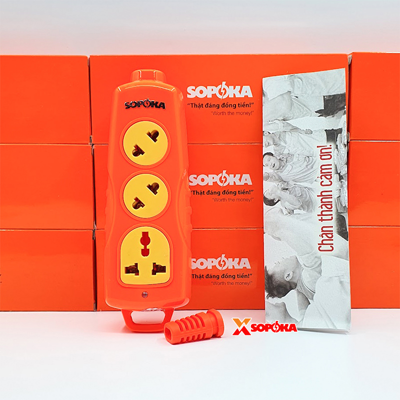 Ổ Cắm Điện 6000W Không Dây 3 Lỗ Chéo Siêu Chịu Tải 30A 3S-6000W+C SOPOKA