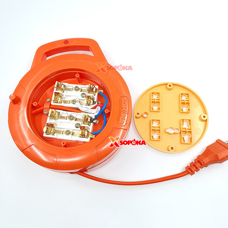 Ổ Cắm Điện Quay Cuộn Dây Tròn Chịu Tải 2200W Q45Y/ Q75Y Màu Vàng SOPOKA