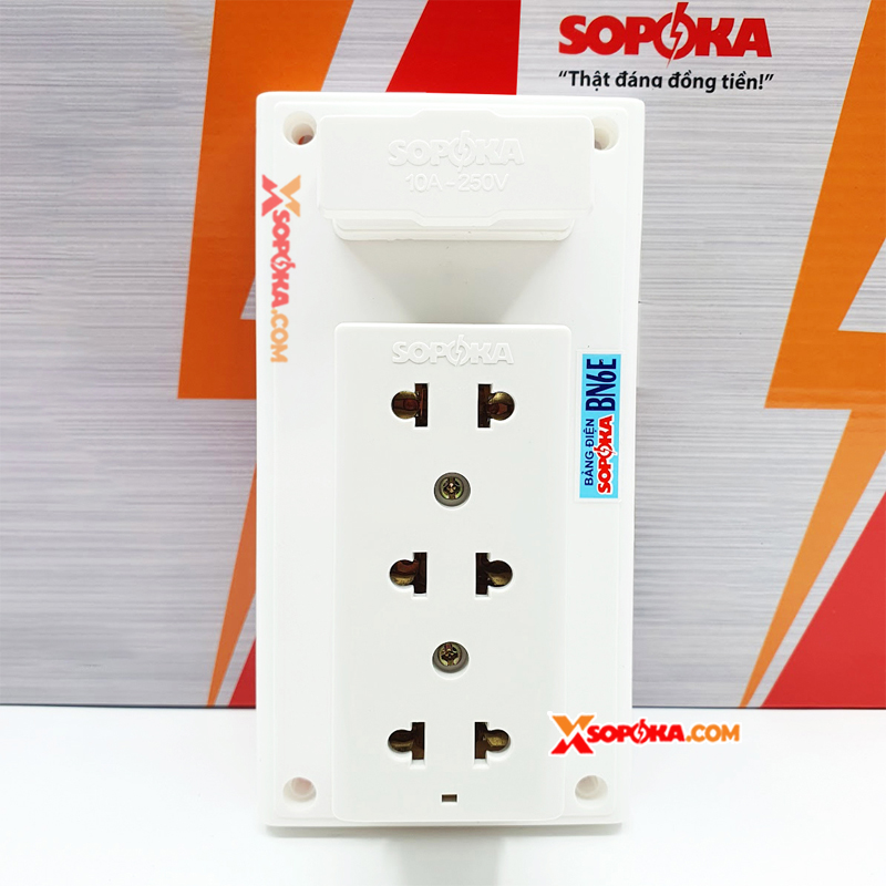Bảng Điện Táp Lô 3 Lỗ Cắm Có Cầu Chì 2200W 10A BN6E SOPOKA