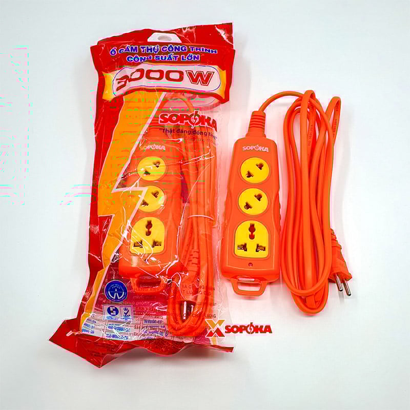 Ổ Cắm Điện 3 Lỗ Chéo Chịu Nhiệt Chống Va Đập 3000W 3C-3000W SOPOKA