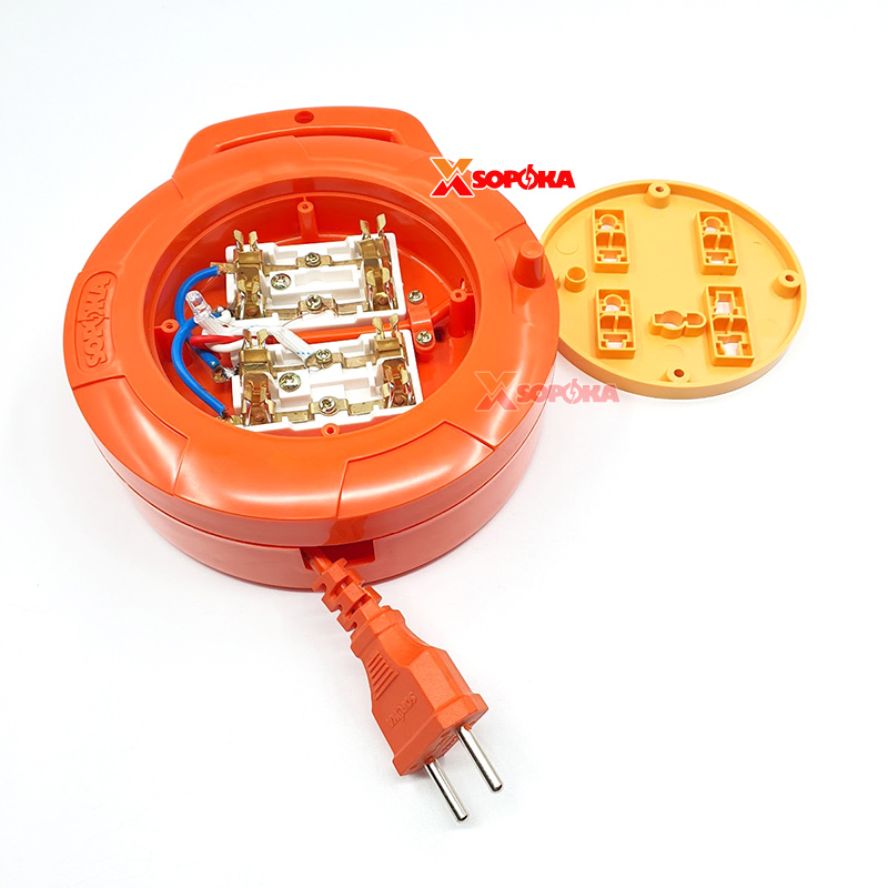Ổ Cắm Điện Quay Cuộn Dây Tròn Chịu Tải 2200W Q45Y/ Q75Y Màu Đỏ Cam SOPOKA