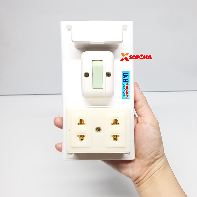 ảng Điện Táp Lô 1 Công Tắc 2 Lỗ Cắm Có Cầu Chì BN1 SOPOKA