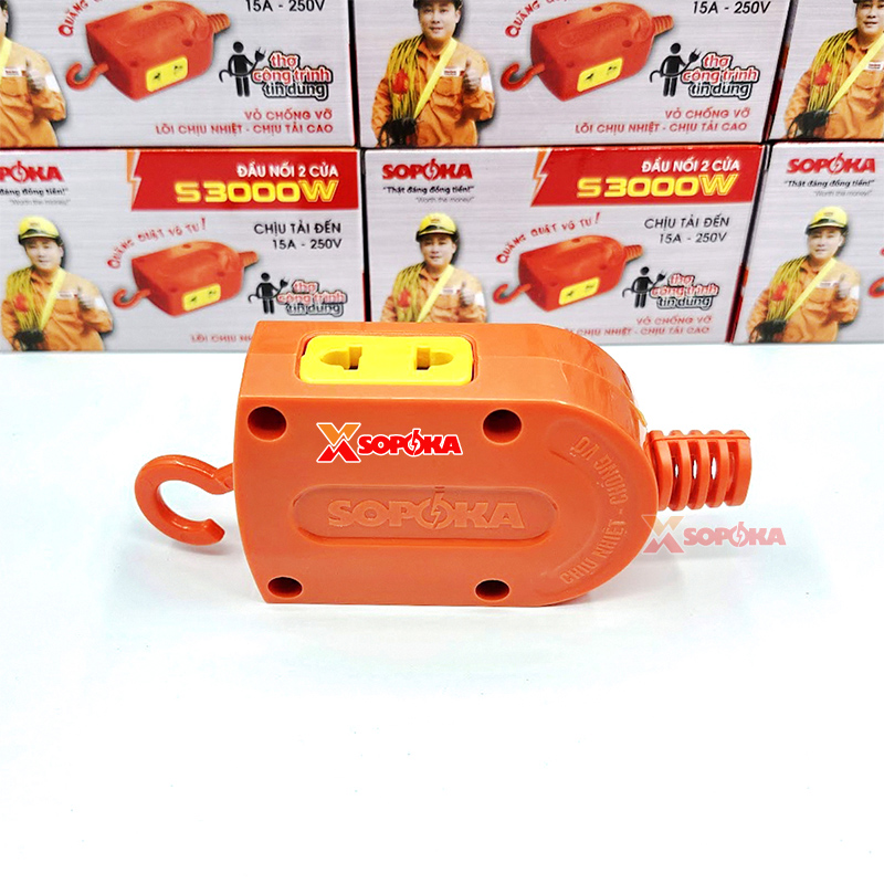 SOPOKA Ổ Cắm – Đầu Nối Điện 2 Cổng S3000W Có Móc Treo Siêu Chịu Tải