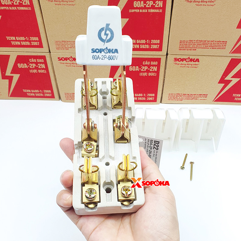 Cầu Dao Đảo Đế Sứ 1 Pha 60A 2P 600V 2N D22 SOPOKA