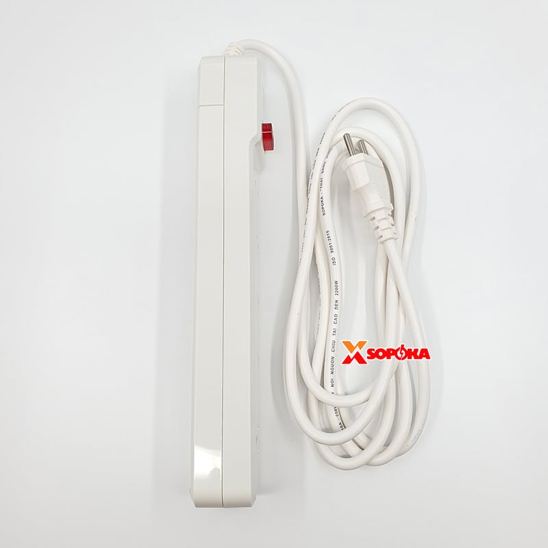 Ổ Cắm 5 Lỗ Lõi Sứ 2200W SOPOKA 5M2 – Có Dây, Công Tắc