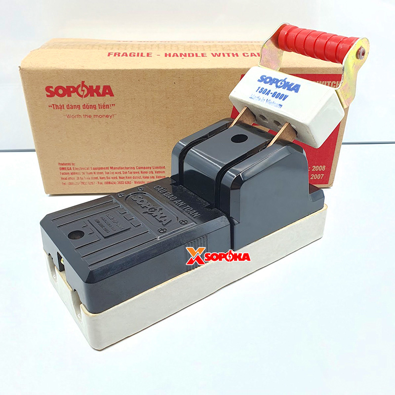 Cầu Dao Đế Sứ 1 Pha 150A-2P Màu Đen D34 SOPOKA