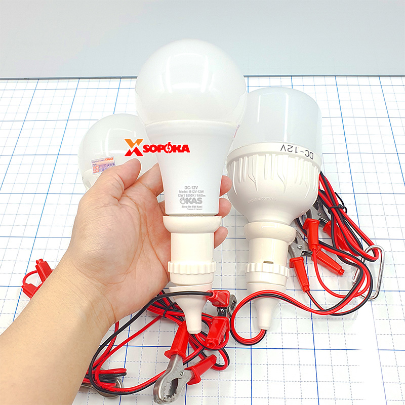 Bóng Đèn Led Dùng Bình 12V Liền Dây Kẹp Đui Vặn Xoáy E27 SOPOKA