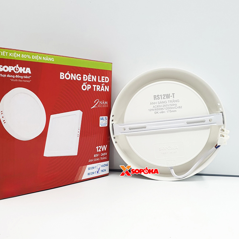 SOPOKA Bóng Đèn LED Ốp Trần RS12W-T Chiếu Sáng 25000 Giờ Tiết Kiệm Điện 80%