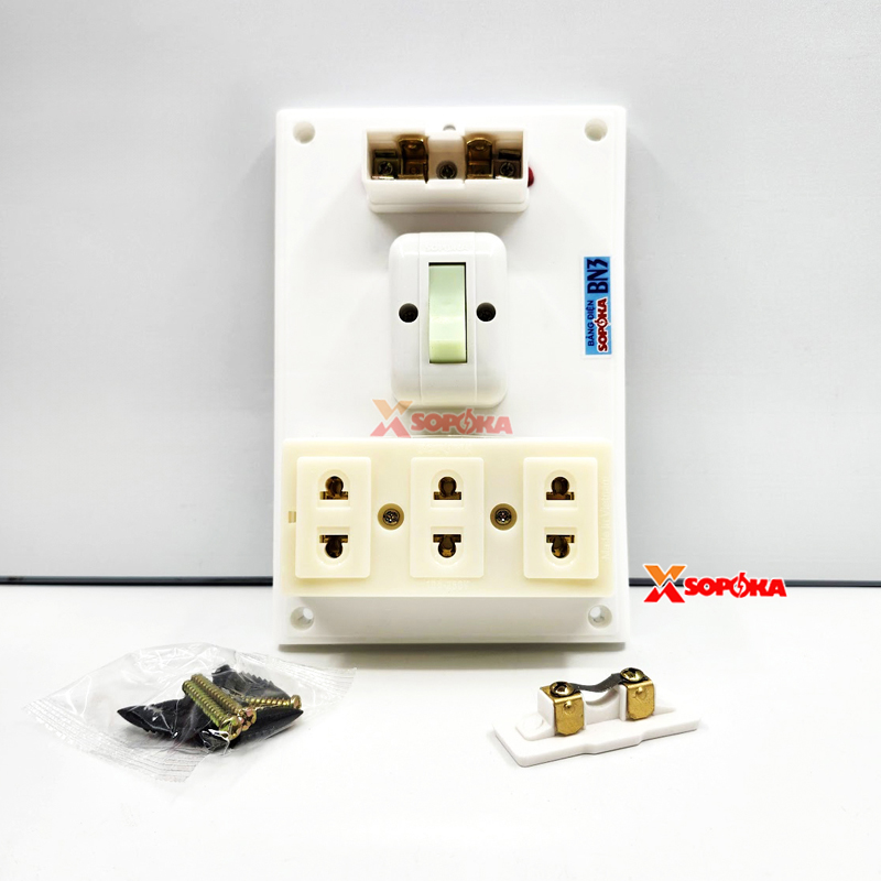 Bảng Điện Táp Lô 1 Công Tắc 3 Ổ Cắm Có Cầu Chì BN3 SOPOKA